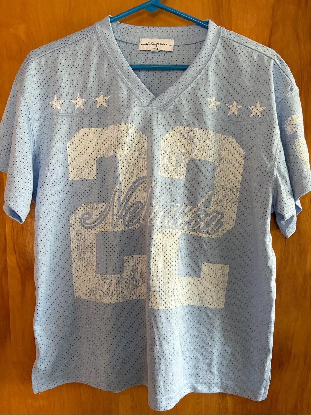 State of Mind Light Blue Mesh Jersey Tee with "22"